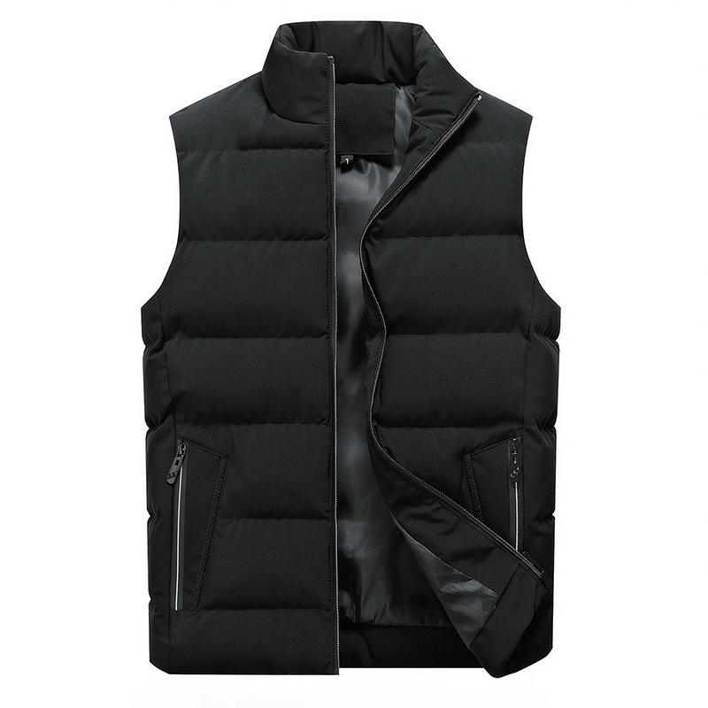 Autumn and winter new men's casual vest solid color stand-up collar vest warm vest jacket men's large size cotton vest