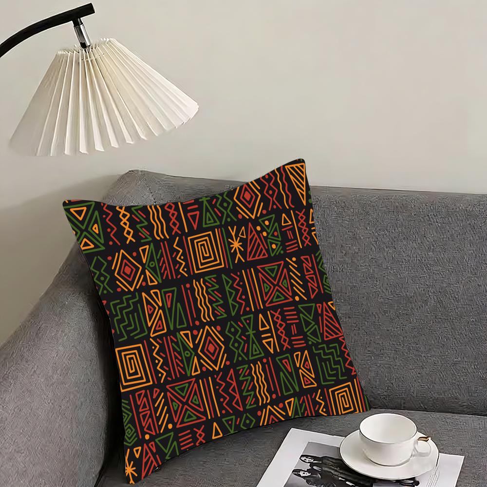 African Tribal Pattern Cushion Cover Pillowcase Comfort Sofa Bed Silky Elegant Invisible Zipper Decorative Cushion Cover