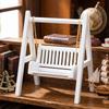1:12 Scale Miniature Swing White Wooden Porch Swing Doll House Furniture Mini Garden Backyard Decor