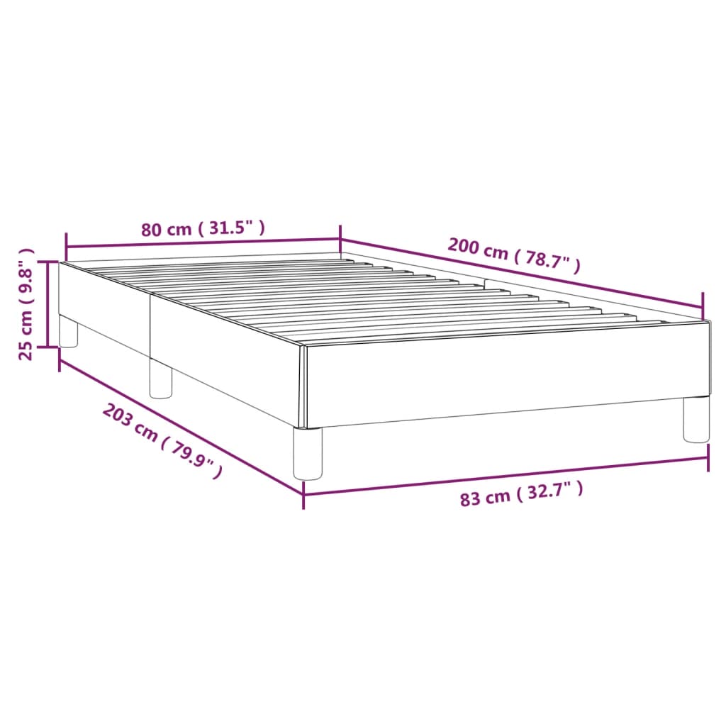 Bed Frame without Mattress Black 80 x 200 cm Fabric