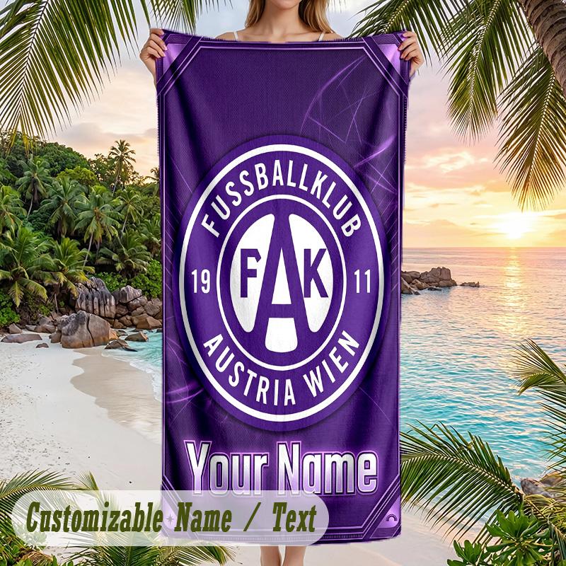 Beach Towel Austria Wien FC Print Custom Name Text Soft Towel for Swimming Pool