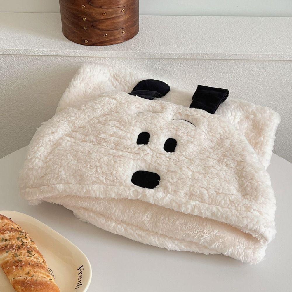 Kawaii Bear Hooded Blanket Fleece Material Blanket Shawl Ins Style Wearable Blanket Living Room