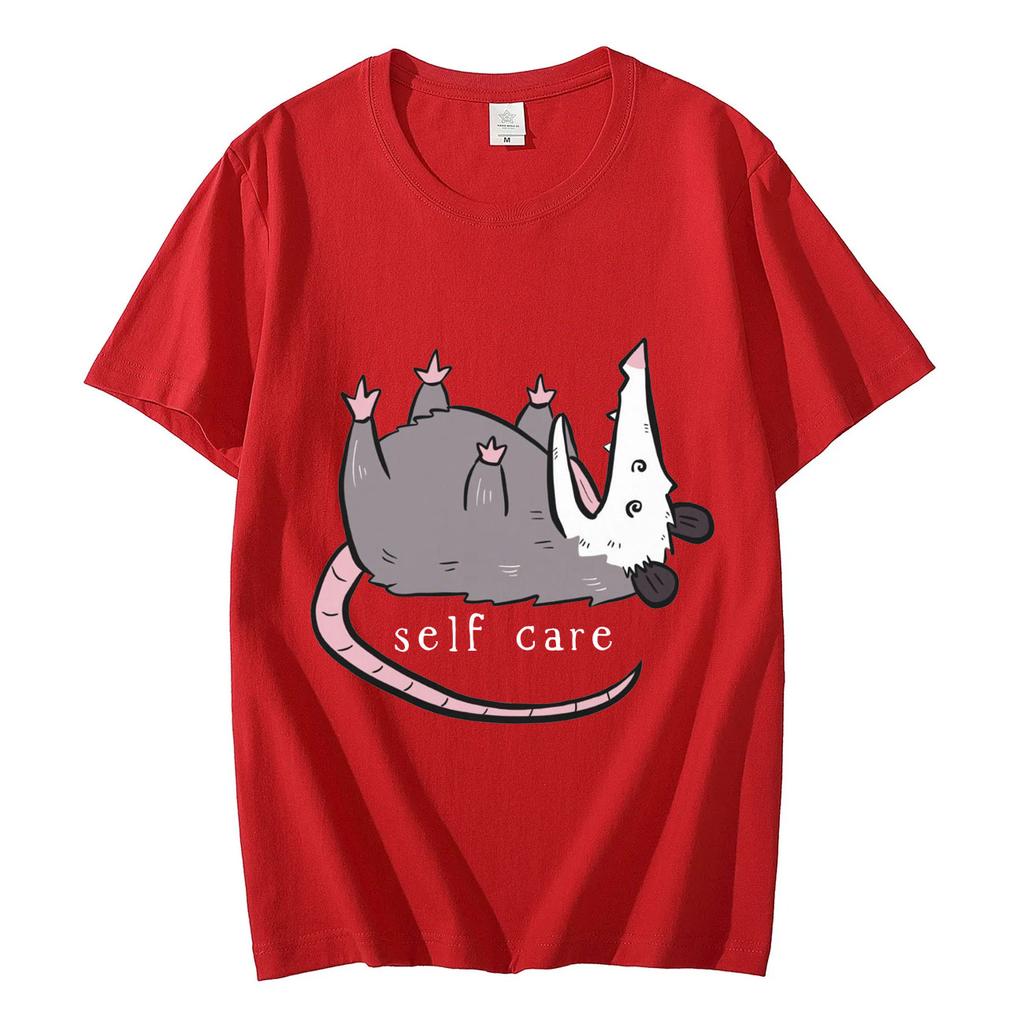 Opossum Self Care Funny Tshirt Mens Womens Casual Cute Short Sleeve Tshirts Harajuku Fashion Oversized T Shirts Streetwear