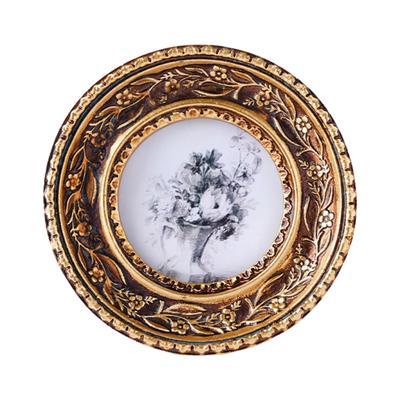 Elegant Resin Circular Picture Frame Antique Bronze Gold Florals Carving Photo Frame For Home Decoration And Desktop Display