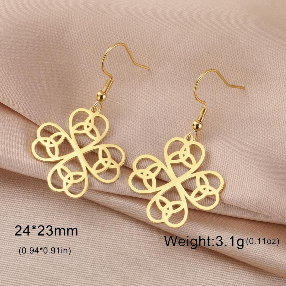 LIKGREAT Stainless Steel Celtic Infinity Knot Dangle Earrings for Women Lady Elegant Hook Charms Good Luck Jewelry New Year Gift