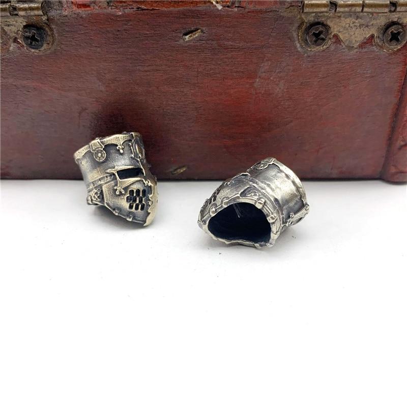 Brass Samurail Helmet Knife Bead Lanyard Pendant DIY Handmade Paracord Rope Beads Accessory Vintage Car Keychain