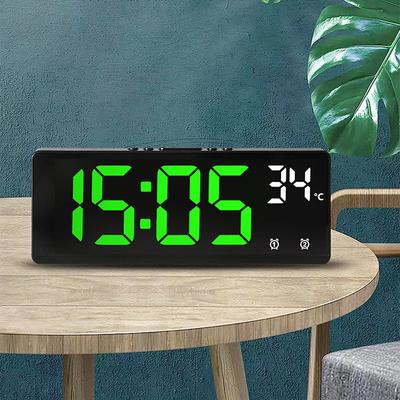 Voice Control Digital Alarm Clock Travel Clock Temperature Table Clock Large Display for Office Kitchen Home Bedroom Decoration