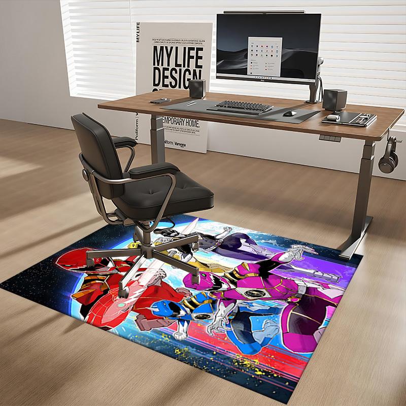 1pc Power Rangers Anime Cartoon Design Office Chair Mat Non-Slip Carpet for Home Decor, Living Room, Bedroom, Game Room - Perfect Gift for Fans!Y052