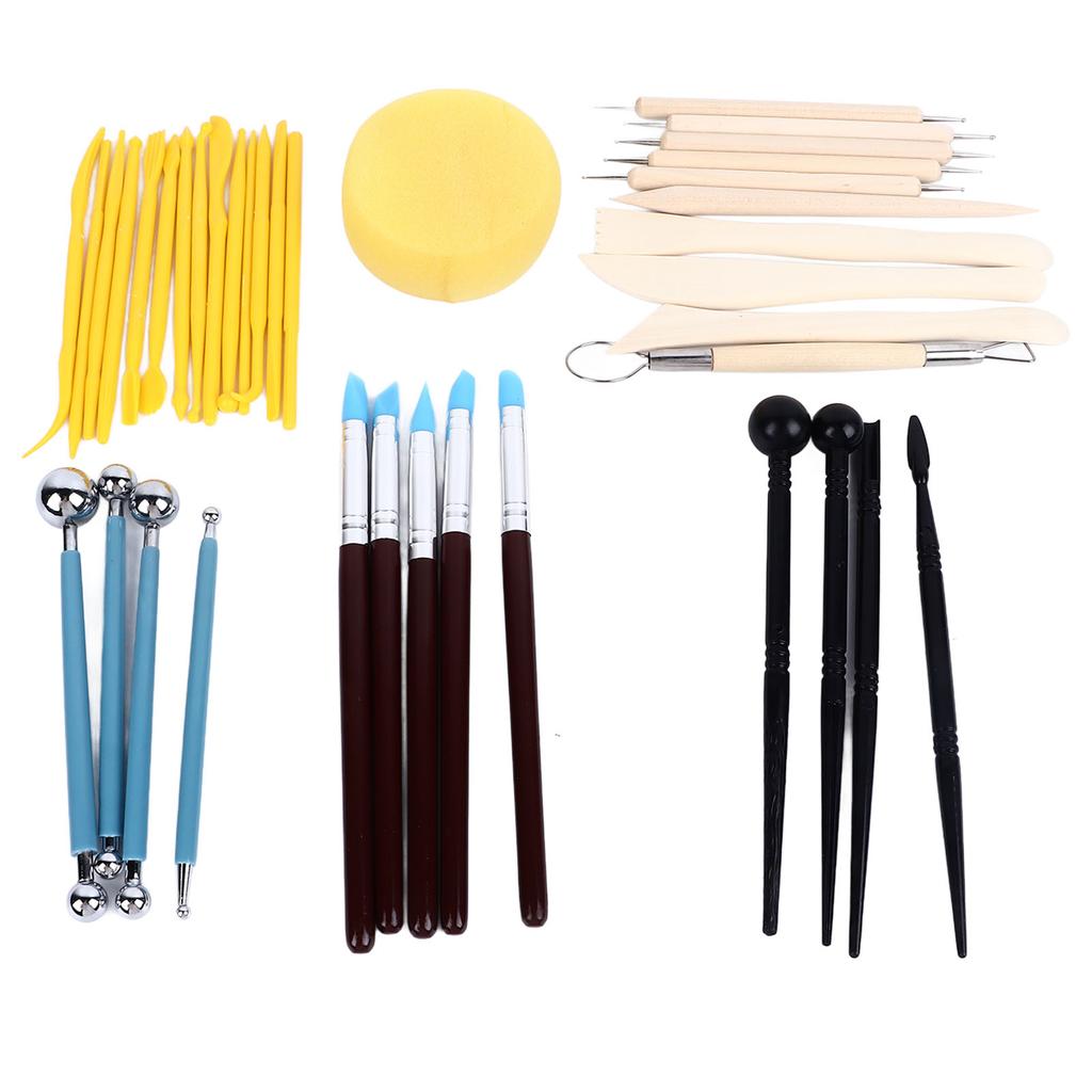 38pcs Clay Tools Kit Portable Ceramics Polymer Clay Sculpting Tools with Storage Bag for Carving