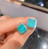 Shiny Women's for Earrings Green Light Blue Square Zircon Earrings Fashion Party Jewelry Women's Jewelry Stud Earrings