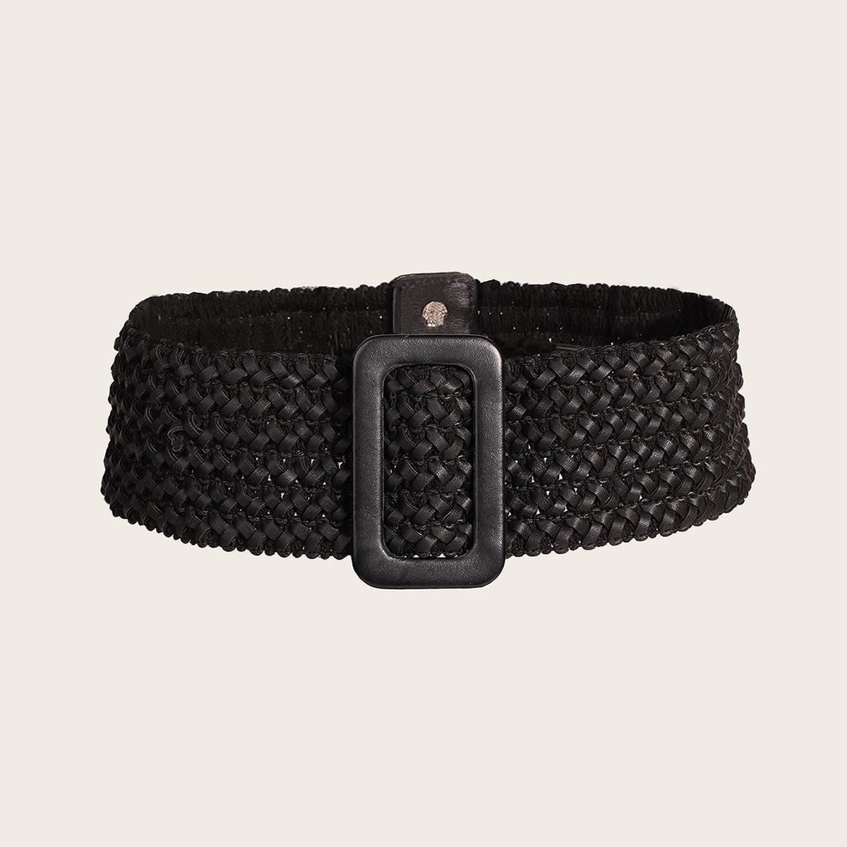 

New Women s Braided Buckle Ethnic Style Versatile Leather Buckle Elastic Waist Seal Beautiful Women s Belt