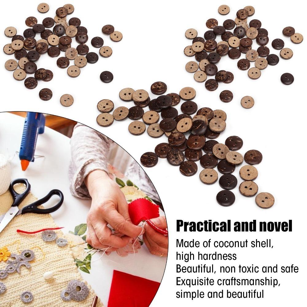 200pcs 2 Holes Coconut Shell Buttons Coconut Sewing Buttons Wooden Buttons Sewing Projects