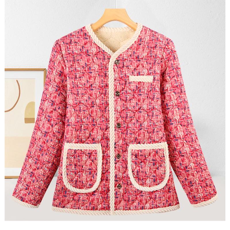 Neue Baumwolljacke für Damen Wintermode Plus Samt Verdickt Hauskleidung Temperament Mittelalterliche Ältere Mütter tragen