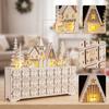 Fillable Wooden Christmas Advent Calendar with Drawers – Reusable Xmas Countdown Decor for Tabletop & Mantel