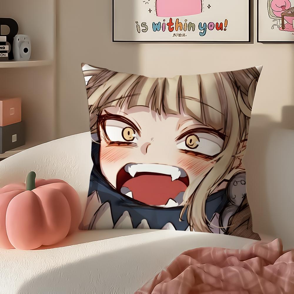 Popular HHimiko Toga My Hero Academia Cushion Cover Pillowcase Short Plush Invisible Zipper Room Sofa Cushion Cover