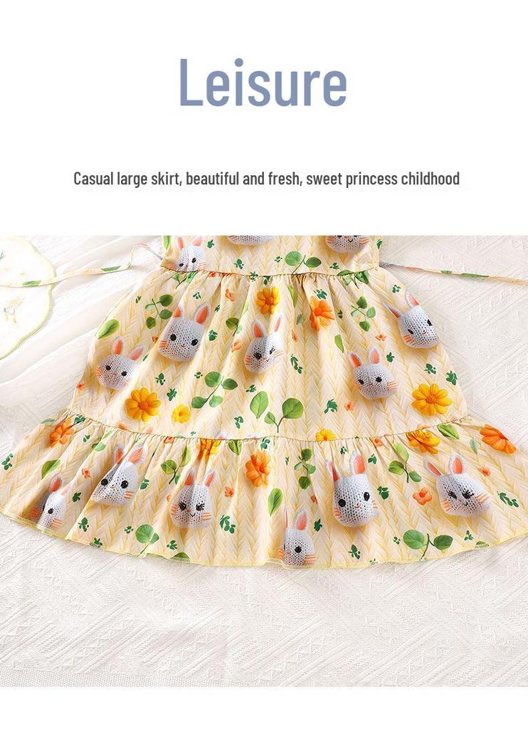 Neues blumiges ärmelloses Prinzessinnenkleid für Mädchen - dreilagiger Kuchenrock, mittellang