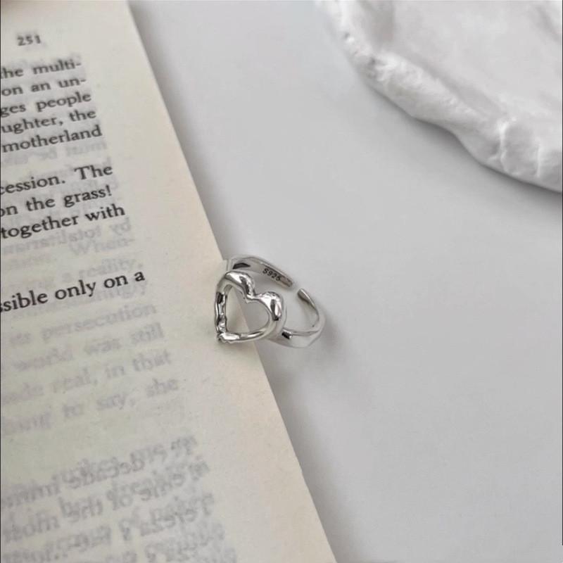 Trendy Heart Shaped Copper Ring For Women Adjustable Open Design Elegant Fashion Accessory