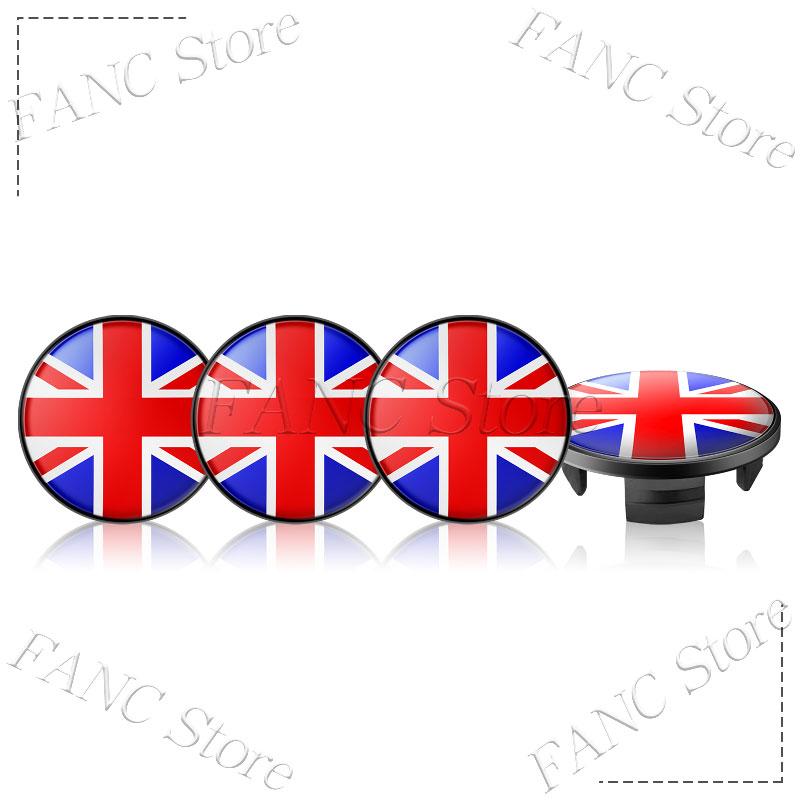 

4Pcs 54mm UK Flag Badge Emblem Car Wheel Center Hub Cap Rim Cover For Mini JCW S One Countryman R50 R55 R56 R57 R58 Auto Parts