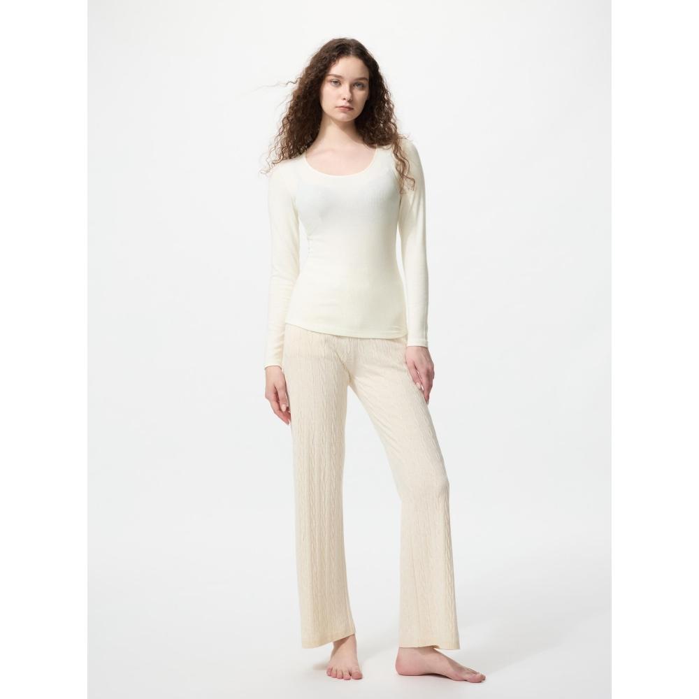 Uniqlo UlTra Warm HeaTTech Cashmere Blend Rib Crew Neck T