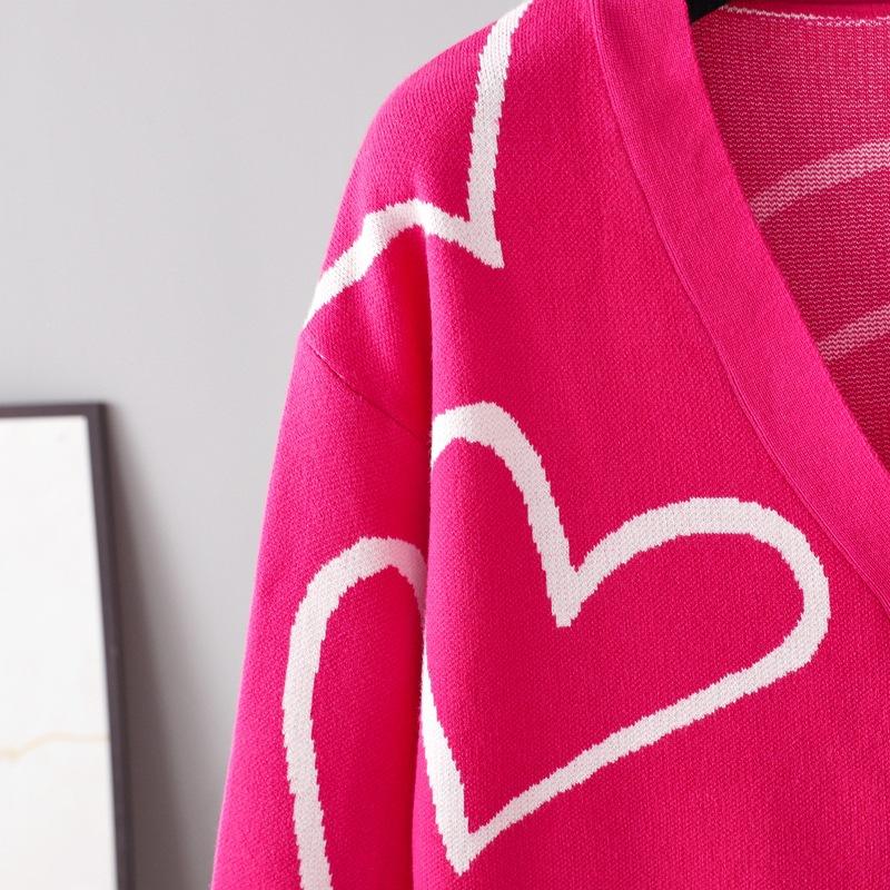 Podzimní a zimní dámský pletený svetr Cardigan Love Short Cardigan Jacket