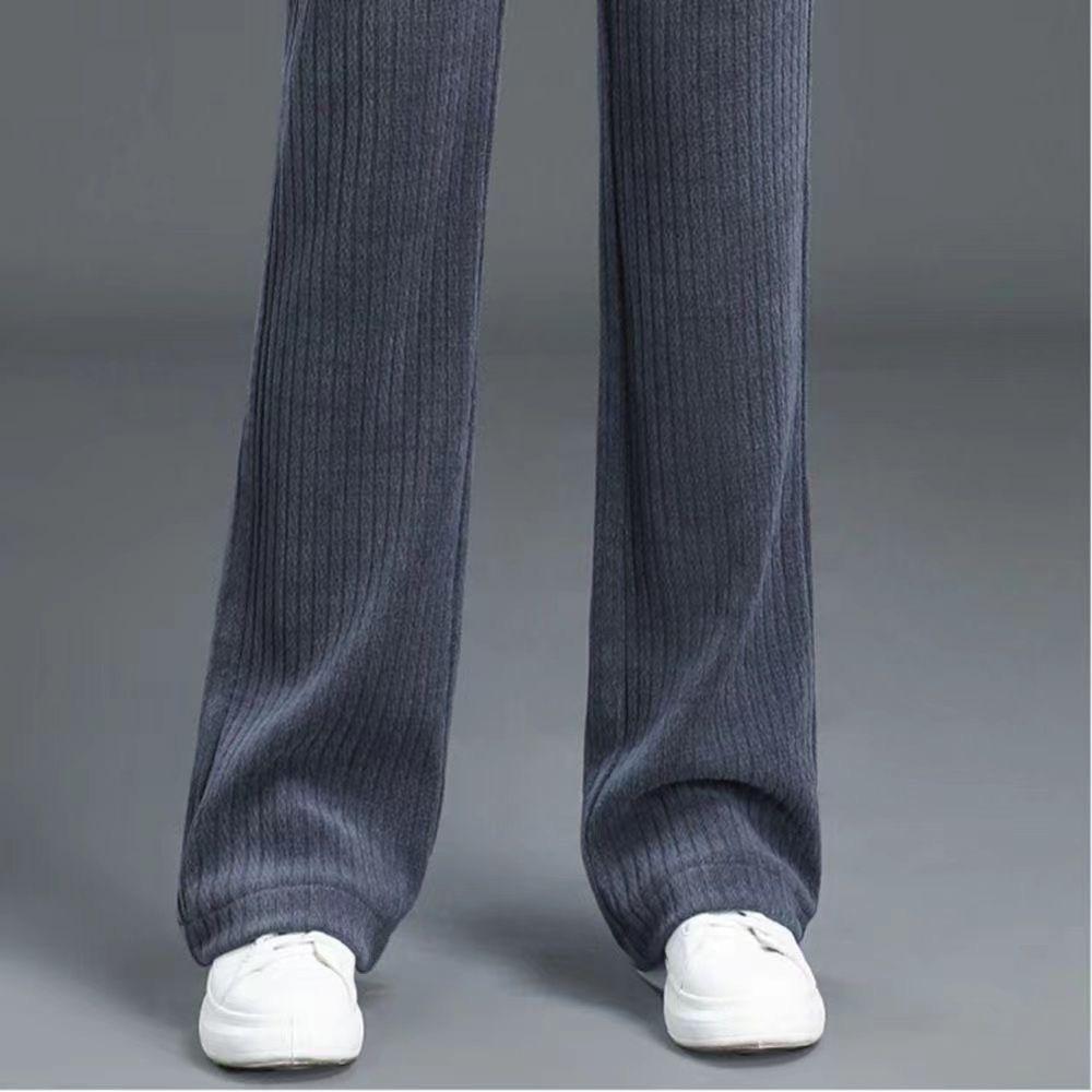 Chenier Samt-Freizeithose mit weitem Bein für Herbst und Winter, hoch taillierte, elastische, schlankmachende und warme Freizeithose mit geradem Bein