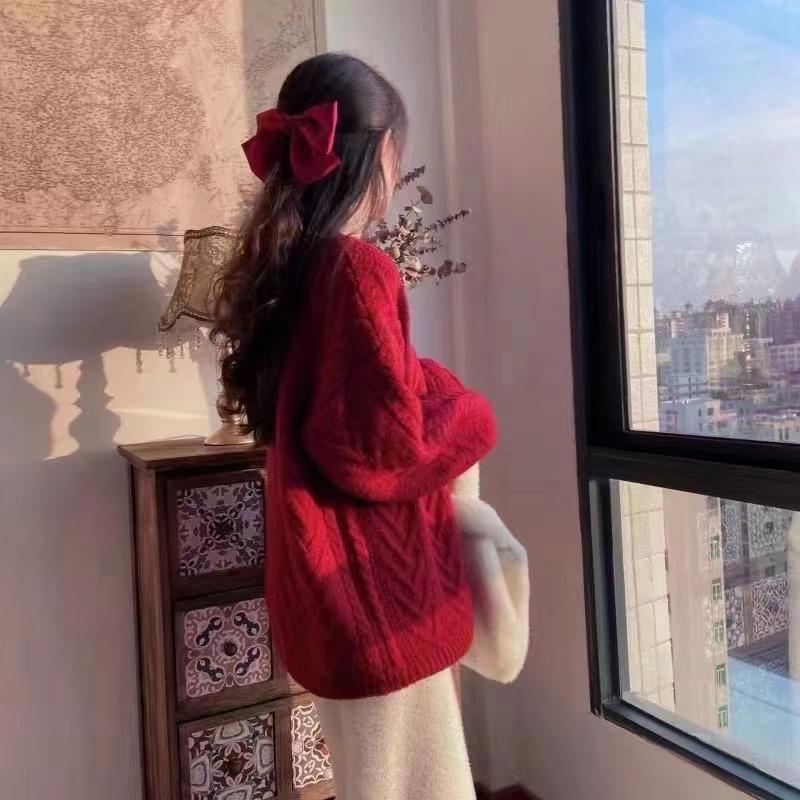 Dam Höst och Vinter Rundhals Lös Twist Pullover Jumper