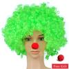 Parrucca da Clown Colorata Afro Riccia Sintetica Cosplay per Uomini Donne Parrucca per Festa di Carnevale Rossa Verde Gialla Blu Naso da Clown