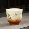 1pcs 100ml Coarse Pottery Teacup Single Cup Large Handmade  Ceramic Kung Fu Tea Set  Hand-painted Firewood Master Cup.