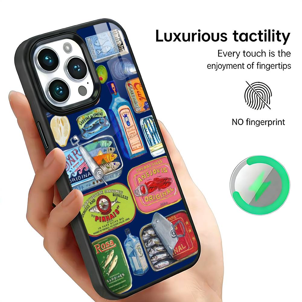 

Sardines Fish Art Canned food Phone Case For iPhone17,16,15,14,13,12,11 Plus,Pro Max For Magsafe Wireless Charging iPhone12