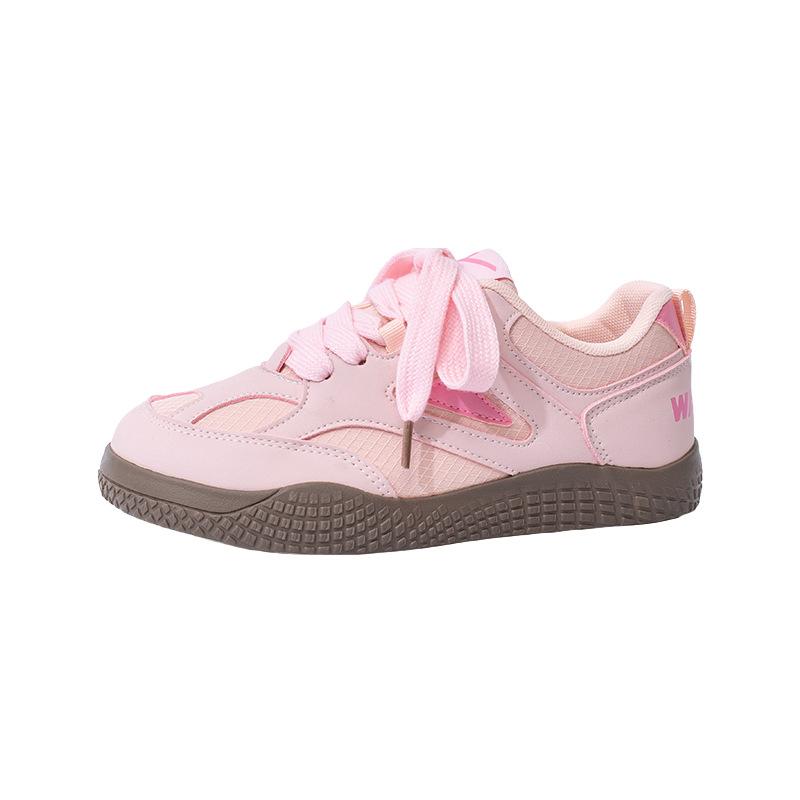 Cream Yellow College Wind Small Fresh Soft Sole Rhombus Mesh Big Head Shoes Outdoor Hiking Is Not Tired