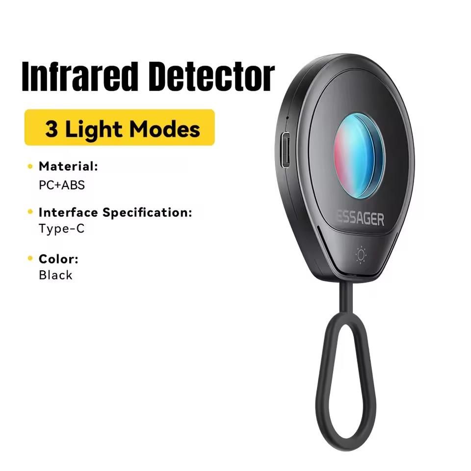 Essager Mini Hidden Camera Detector Portable Anti-Spy Infrared Lens Finder Anti-Peeping Gadget ForTravel Hotel Bathroom Security