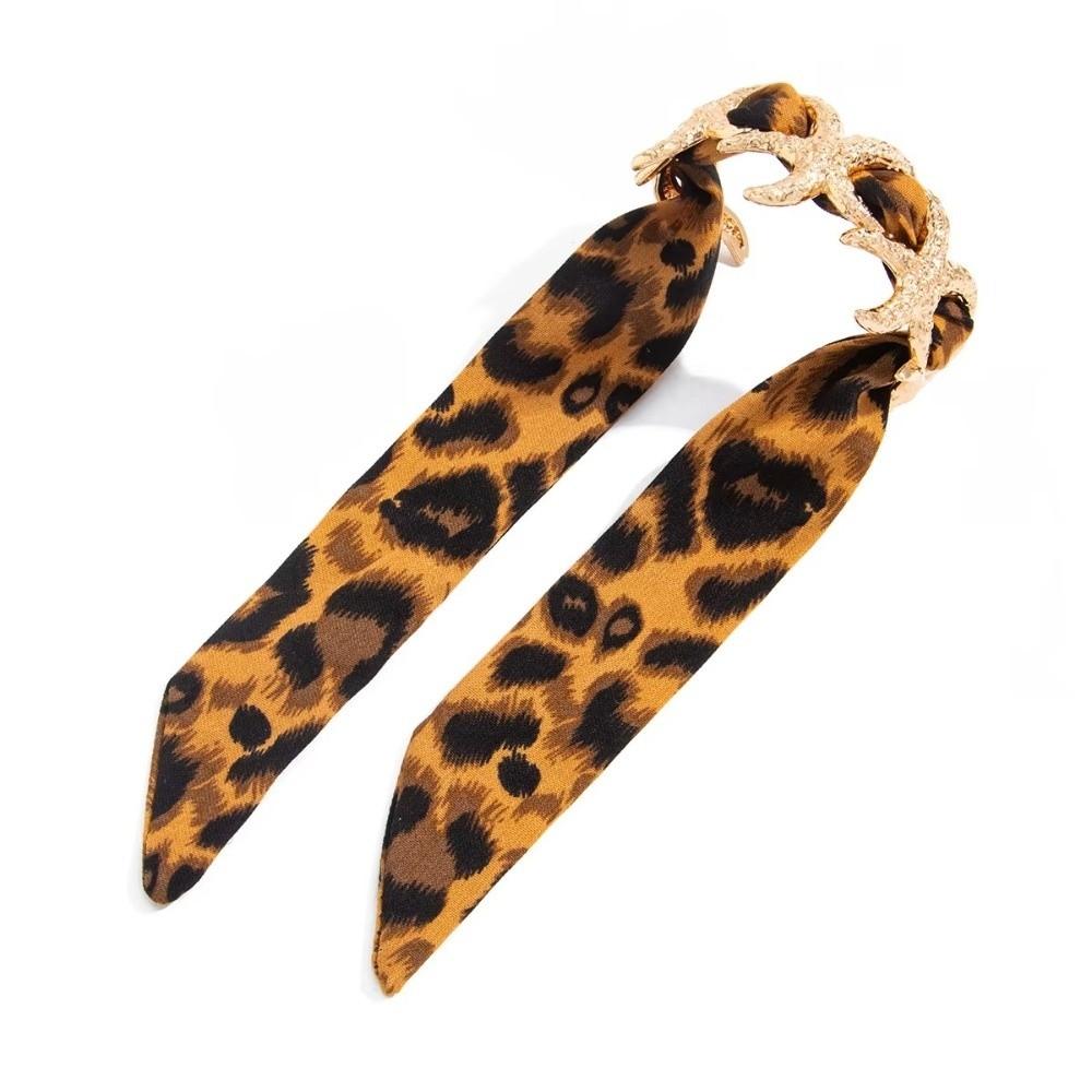 Leopardenmuster Damen Armband Verstellbares Manschettenarmband Retro Seidenschal Armband Damen