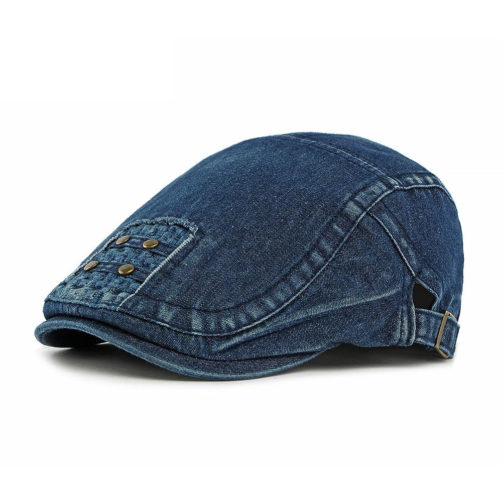 Denim Hat Women Beret British Vintage Forward Hat Men's Peaked Cap