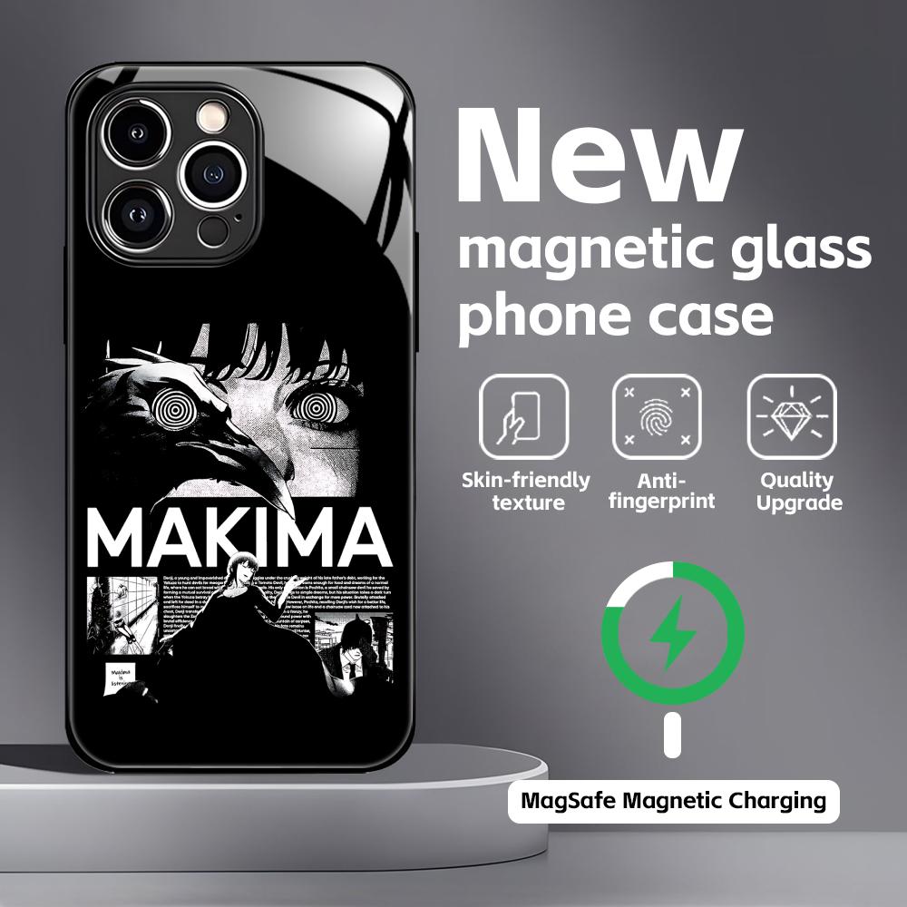 Anime Chainsaw Man Phone Case For iPhone17 16 15 14 13 12 11 X XR XS 8 Plus Mini Pro Max Glass Magnetic Case