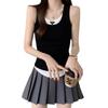 Large size fake two-piece suspender slim-fit foreign style vest for women's summer new models with base and hot top outside