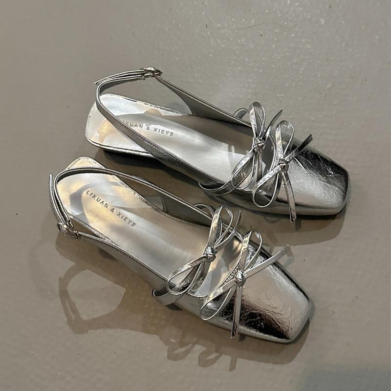 

Fashion Women Heeled Sandals Bow Square Toe Dress Shoes Fashion Luxury Woman s Pumps 2025 New Designer Sexy Elegant Zapatillas De Mujer 39 серебряный