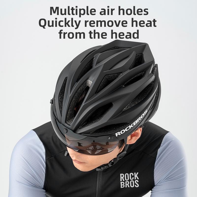 ROCKBROS Fahrradhelm 58-62cm Verstellbar Magnetische Brille Integrierter Fahrrad-Sicherheitshelm Herren Fahrradhelm Radsport Kopfbedeckung