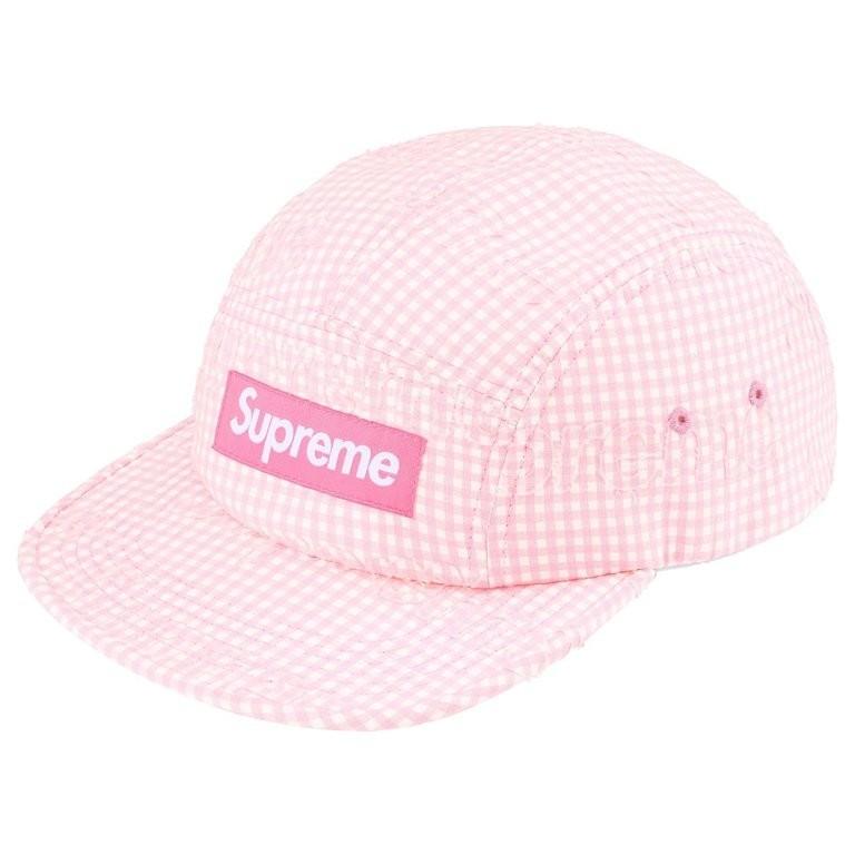Supreme Monogram Gingham Camp Cap Pink One-Size