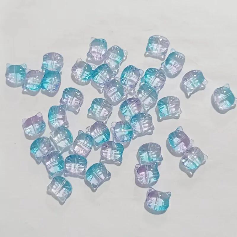 DW12 20 Stück Glas Kreativität Katzenkopf Perlen Niedlich Gerades Loch Lampwork Perle DIY Armbänder Halskette Ohrring DIY Zubehör