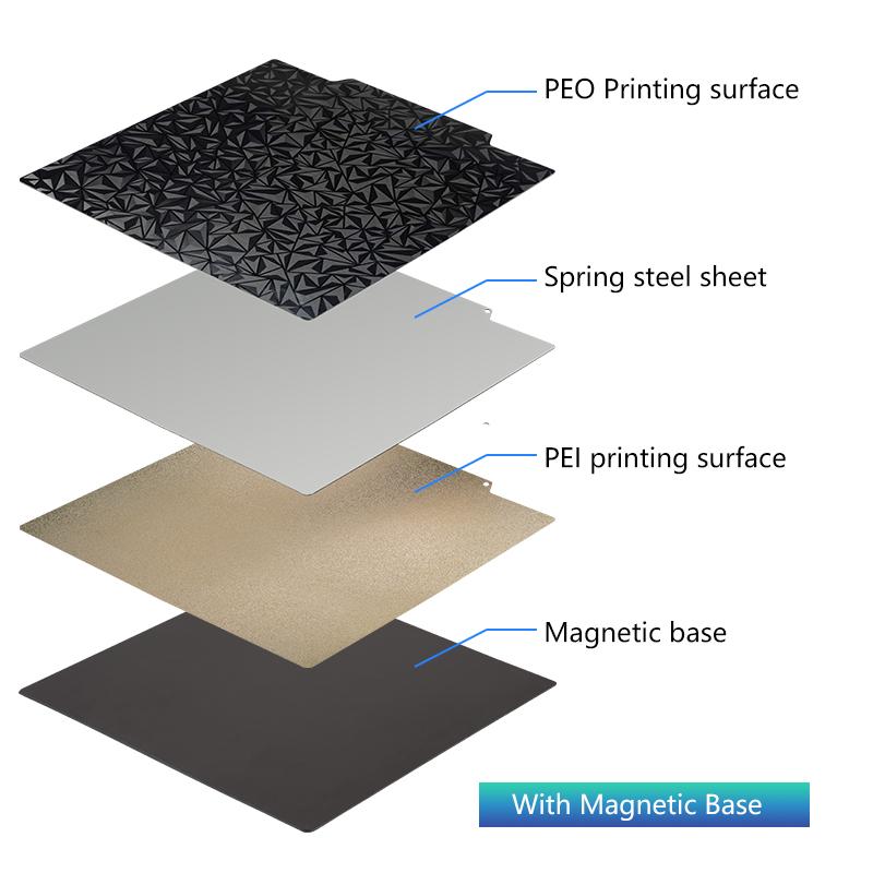 For Anycubic Kobra 2/ Kobra 2 Pro/ Kobra 2 Neo PEO PET Pei Build Plate 230x230mm Double Side Textured Sheet Smooth Heated Bed