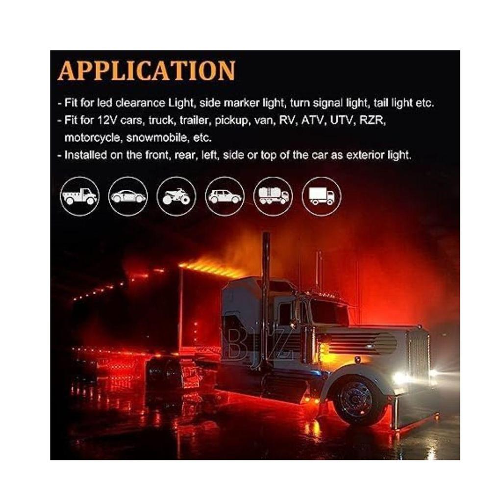 2 PCS Red LED RED Side Marker Light Indicator Light Rear Side Marker Light for Truck Trailer RV Cab Boat Bus Lorry High-Performance Side Marker Lights