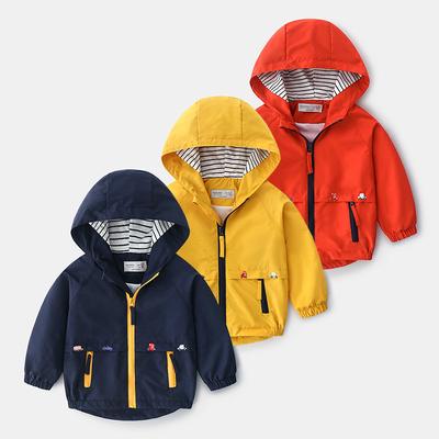 Boys Spring Autumn Coats Kids Jackets Toddler Hooded Windbreaker with Pocket Children Zipper Outerwear Baby Clothes