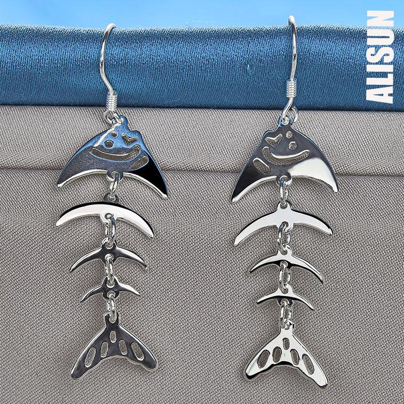 Piercingové náušnice z ryzího stříbra 925 s motivem rybí kosti, módní svatební šperky