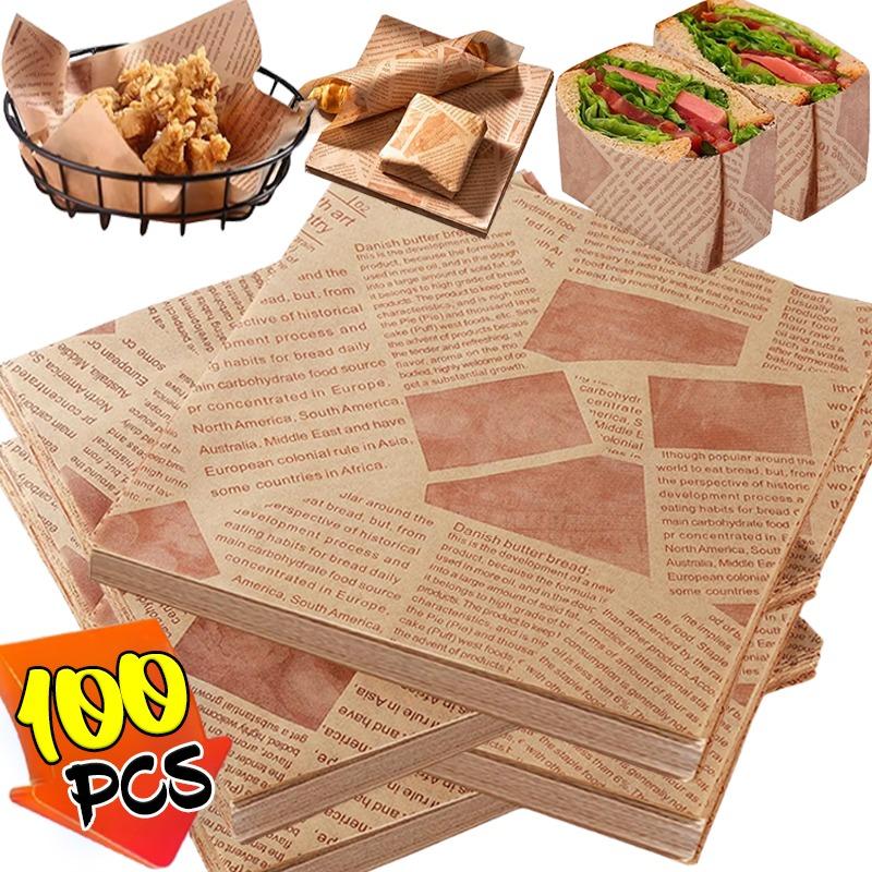 Oil-Proof Paper Bread Burger Food Wrapping Paper Greaseproof Food Basket Liner Spaper Liner Baking Packaging Deli Paper Sheet