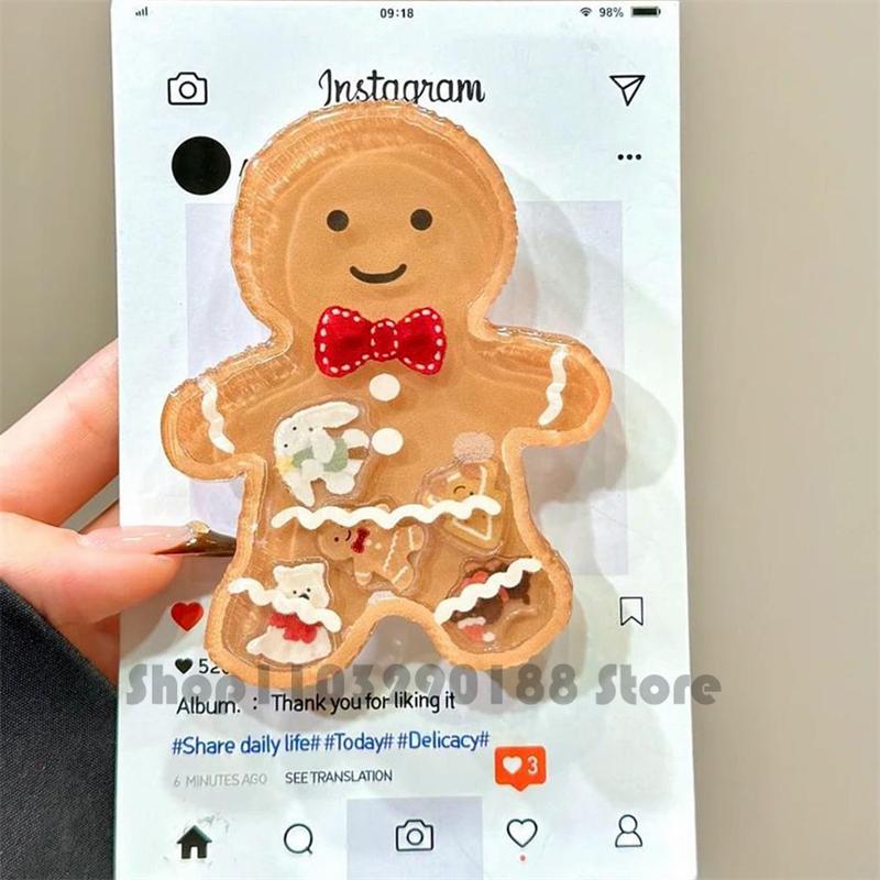 Cute Christmas Biscuit Man Shake Phone Bracket Phone Grip Tok Griptok Holder Ring For iPhone Phone Stand Support Phone Holder