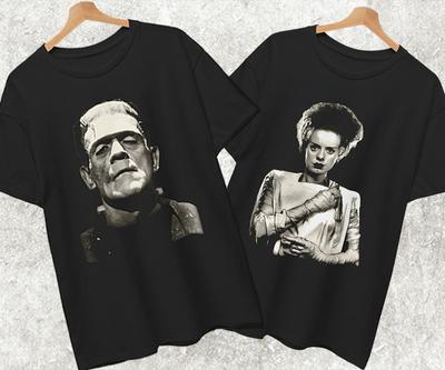 Das Braut und Frankenstein T-Shirt, Bestes individuelles für Paar Halloween Horror T-Shirt