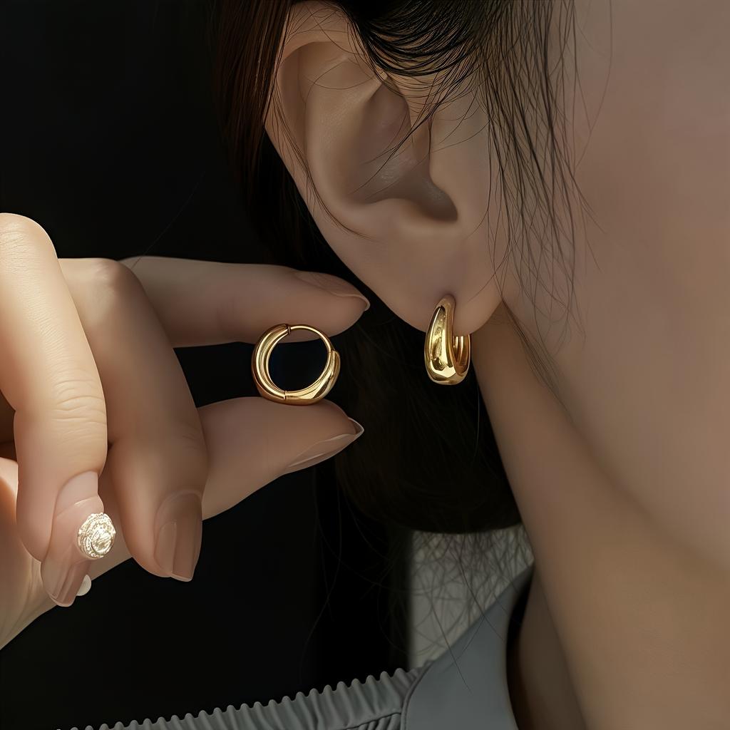 1 Pair Elegant French Style Hoop Earrings, Stainless Steel, Comfortable, Retro Sexy Design, Daily & Party Wear, Valentine'S Day Gift for Women