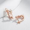 Luxury Cute Cat Earrings For Girls  Rose Gold Color Natural Zircon Accessories Children Baby Xmas Gifts Animal Jewelry