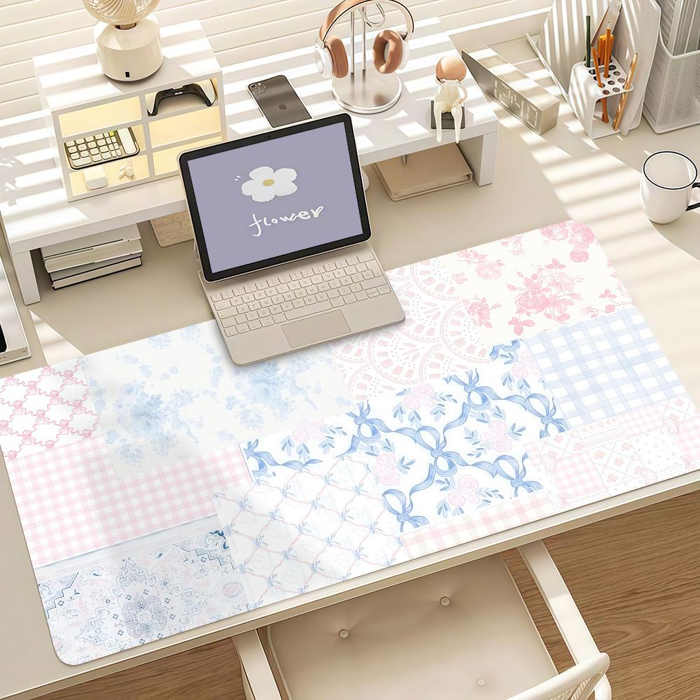 Fruit Plaid Strawberry Pink Girl Mouse Pad Anti Slip Rubber Edge Locked Thickened Laptop Gaming Desk Mat