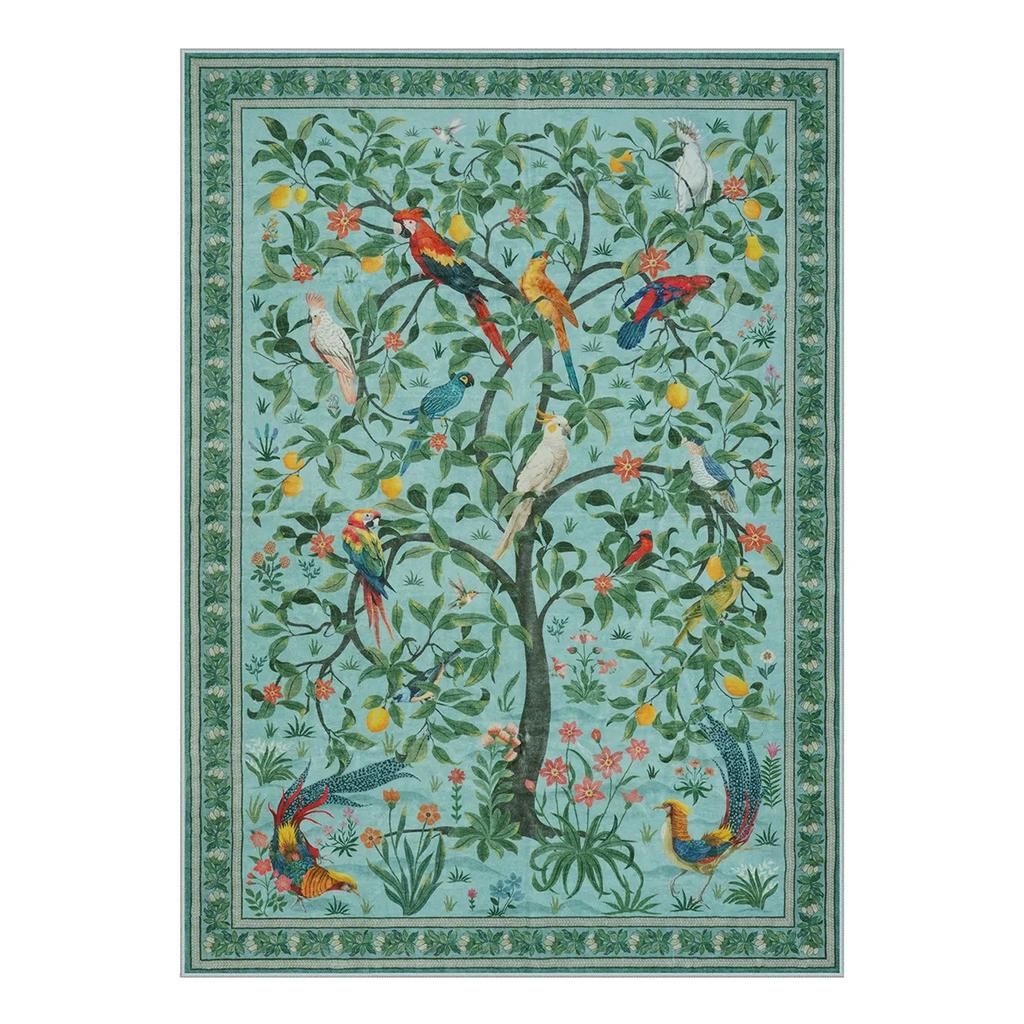 Maximalistischer Dschungelvogel Olivgrüner Teppich für Wohnzimmer Schlafzimmer Garderobe Küche Eingangstürmatte Rutschfest Balkon Flur Teppich